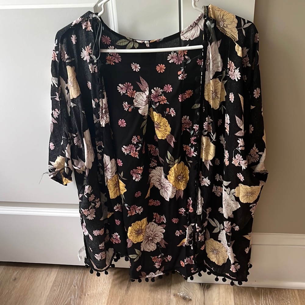 floral print swim cover up top